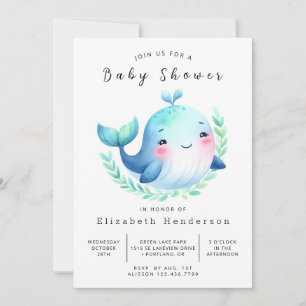 Invitation Élégant Baby shower de baleines modifiable