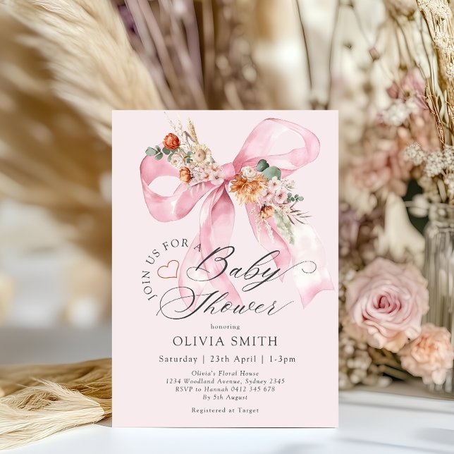 Invitation Élégant Baby shower de boue rose floral (Créateur téléchargé)