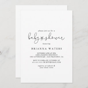 Invitation Élégant Baby shower de calligraphie simple