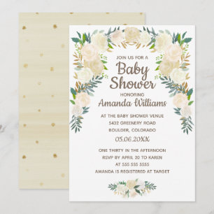 Invitation Élégant Baby shower de couronne de fleurs rose pâl