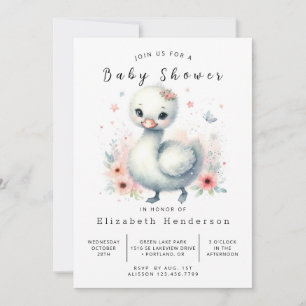 Invitation Élégant Baby shower de cygne personnalisé
