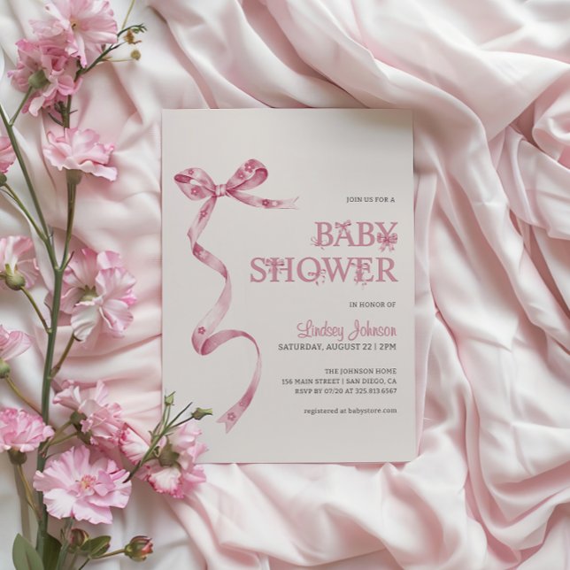Invitation Élégant Baby shower de fille de la cou rose (Créateur téléchargé)