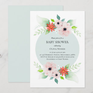 Invitation Élégant Baby shower de fleurs botaniques florales