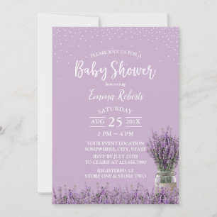 Invitation Élégant Baby shower de fleurs de lavande violette