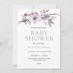 Invitation Élégant Baby shower de fleurs d'hiver violet