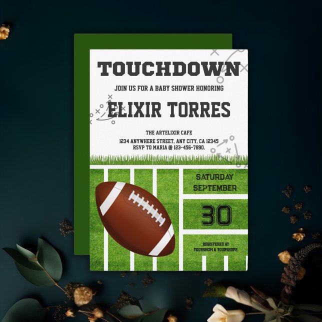 Invitation Élégant Baby shower de football tactile (Créateur téléchargé)