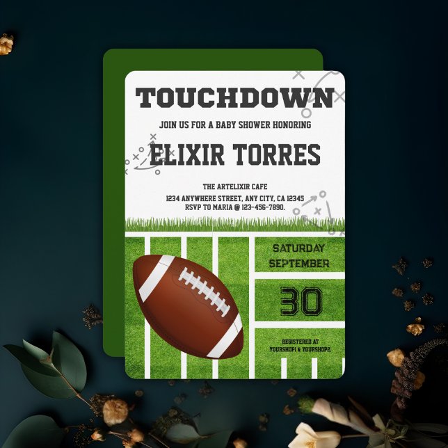 Invitation Élégant Baby shower de football tactile (Créateur téléchargé)
