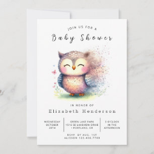 Invitation Élégant Baby shower de hibou personnalisé