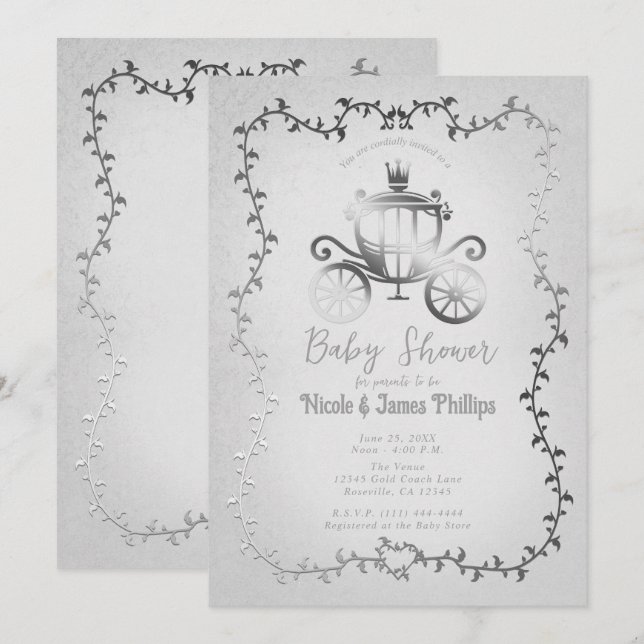 Invitation Élégant Baby shower de livre de contes de transpor (Devant / Derrière)