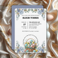Élégant Baby shower de panier d'oeufs de Pâques bl