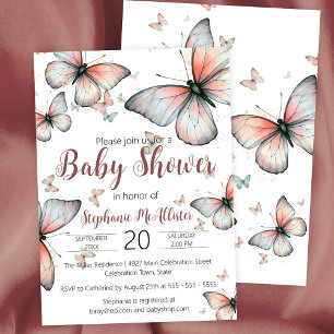 Invitation Élégant Baby shower de papillons Pastel Whimsical