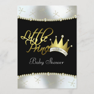 Invitation Élégant Baby shower de Petit Prince Noir et Or