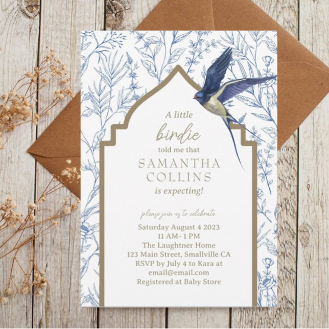 Invitation Élégant Baby shower de prairie de Petit Oiseau (Créateur téléchargé)