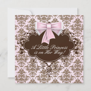 Invitation Élégant Baby shower des princes roses et Brown