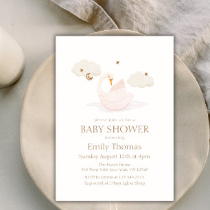 Invitation Élégant Baby shower d'étoiles Princess Swan Moon