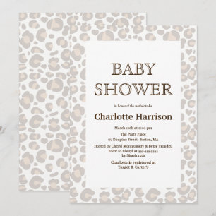 Invitation Elégant Baby shower d'impression Taupe & Blanc Che