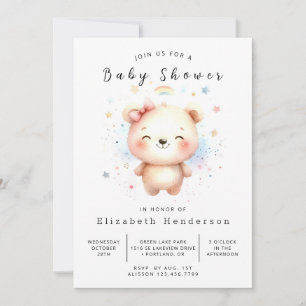 Invitation Élégant Baby shower d'ours numérique