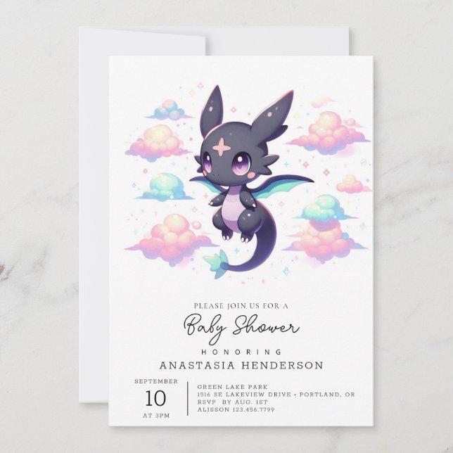 Invitation Élégant Baby shower Dragon Moderne (Devant)