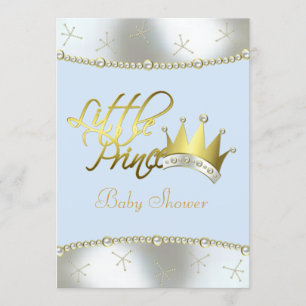 Invitation Élégant Baby shower du Petit Prince Bleu et Or