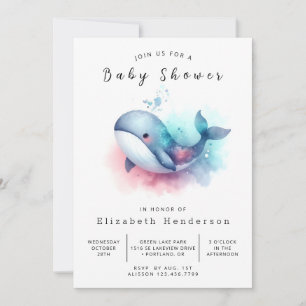 Invitation Élégant Baby shower en ligne baleine