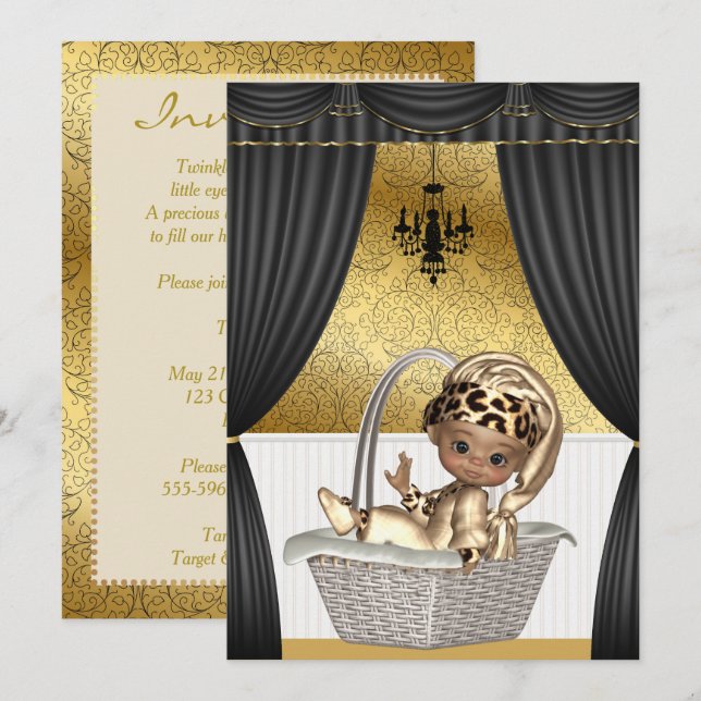 Invitation Élégant Baby shower ethnique afro-américain (Devant / Derrière)