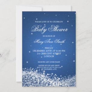 Invitation Elégant Baby shower Étincelant Vague Bleu