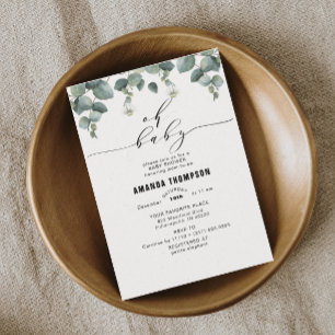 Invitation Élégant Baby shower Eucalyptus