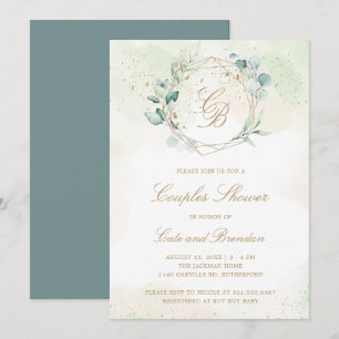 Invitation Elégant Baby shower Eucalyptus Verdure Couples