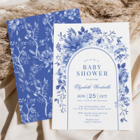 Elégant Baby shower Floral Blanc Bleu