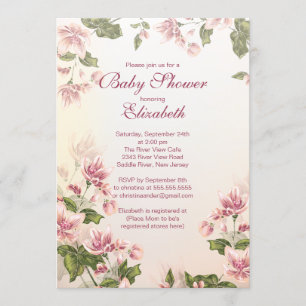 Invitation Élégant Baby shower floral en fleurs roses Vintage