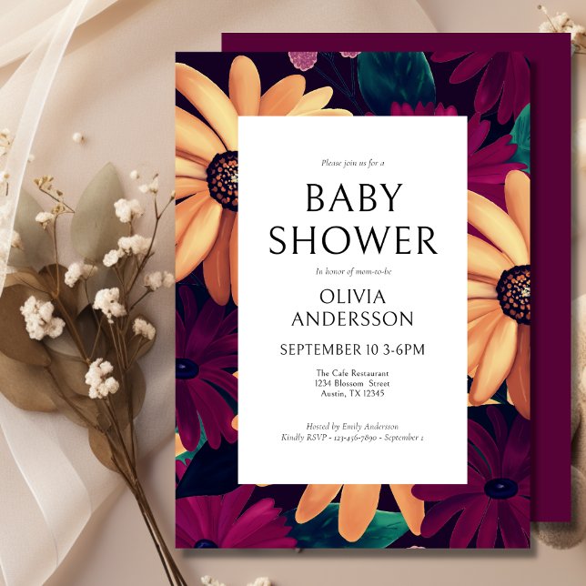 Invitation Élégant Baby shower floral fille (Créateur téléchargé)