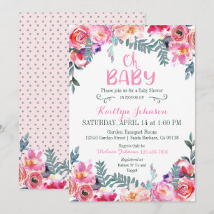 Invitation Elégant Baby shower Floral Moderne