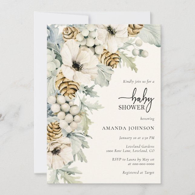 Invitation Élégant Baby shower Floral Moderne (Devant)