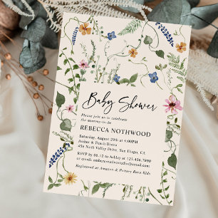 Invitation Élégant Baby shower floral rose pâle