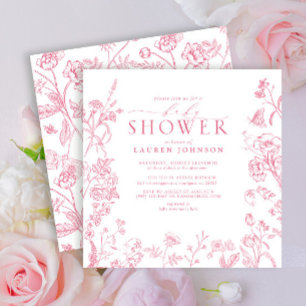 Invitation Élégant Baby shower Floral Victorien Rose