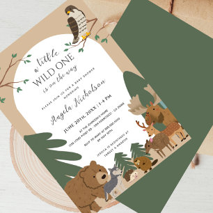 Invitation Élégant Baby shower forestier moderne Animaux fore