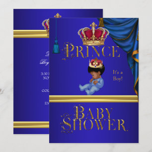 Invitation Elégant Baby shower Garçon Bleu Petit Prince Couro
