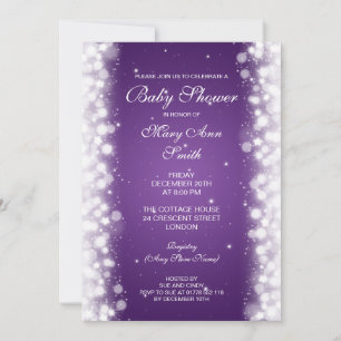 Invitation Élégant Baby shower Magique Parkle Purple