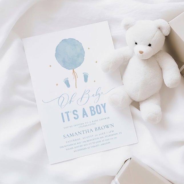 Invitation Élégant Baby shower moderne Blue Boy (Créateur téléchargé)