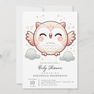 Invitation Élégant Baby shower moderne de Chouette