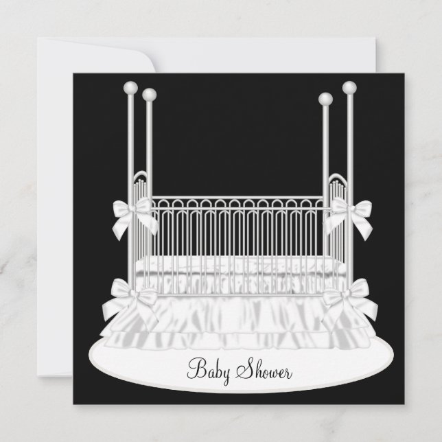 Invitation Elégant Baby shower noir blanc (Devant)