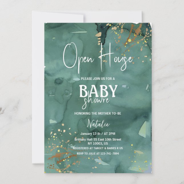 Invitation élégant baby shower ouvert (Devant)