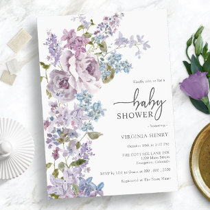 Invitation Élégant Baby shower pourpre