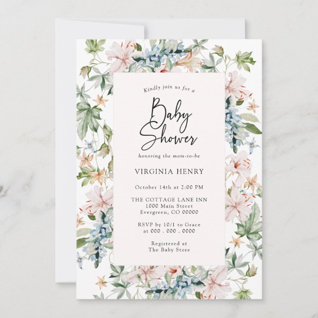 Invitation Élégant Baby shower rose (Devant)