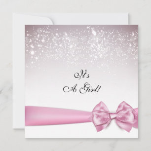 Invitation Élégant Baby shower rose boue étincelante