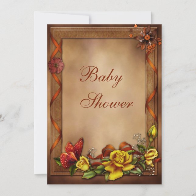 Invitation Élégant Baby shower Rose et papillon (Devant)