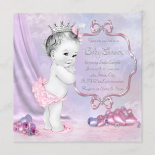 Invitation Élégant Baby shower rose et violet