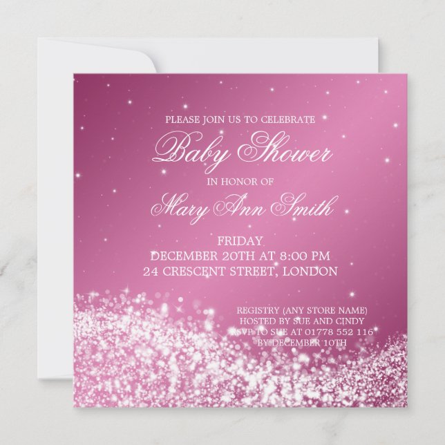 Invitation Élégant Baby shower rose ondulant (Devant)
