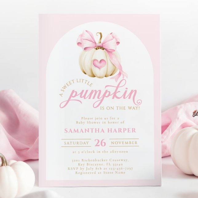 Invitation Elégant Baby shower rose Petit Citrouille (Créateur téléchargé)