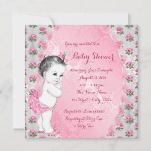 Invitation Élégant Baby shower rose sucré